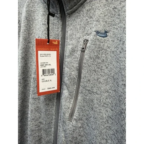 Southern Marsh Bozeman FieldTec Vest Mens 2XL Light Gray Full Zip Fleece NWT - Picture 2 of 4